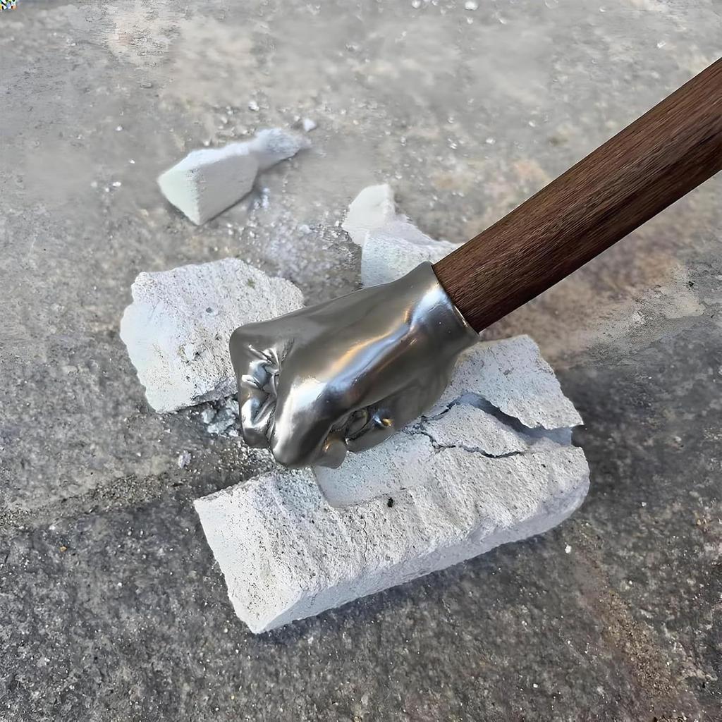 Hardened Fist Hammer with Multi-Functional Integrated Wooden Handle, Pendant Design, Tool for Construction, Gardening & Home Use