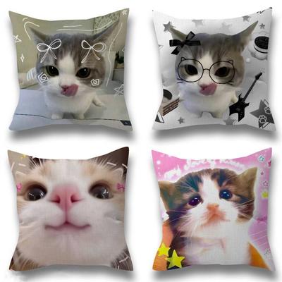 Cute Funny Cat Meme Pillowcase Toon Gift Cushion Cover Bedroom Home Sofa Chair Seat Decor Pillow Case