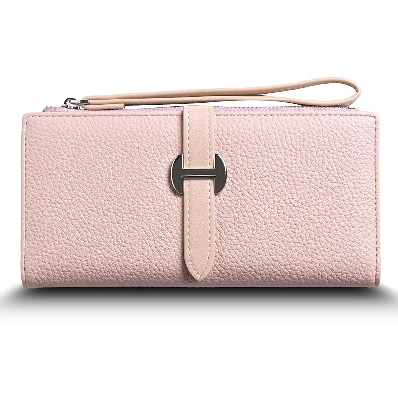 

[Ambitions] With stylish string cute color lightweight Thin long wallet ladies compact (pink)