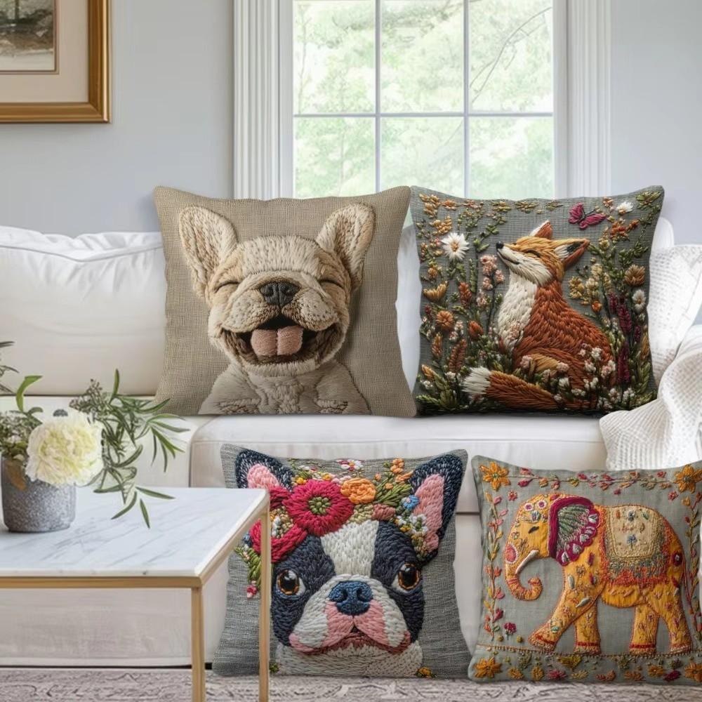 45cm Cushion Cover Vintage Pillow Cover Animal Print Decorative Pillowcase  Sofa Decoration