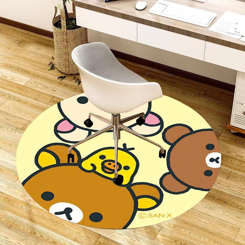 1pc Cute Animal Characters Round carpet, Made of Polyester,Perfect for Decorating Office Chairs, Living Rooms,fplt148
