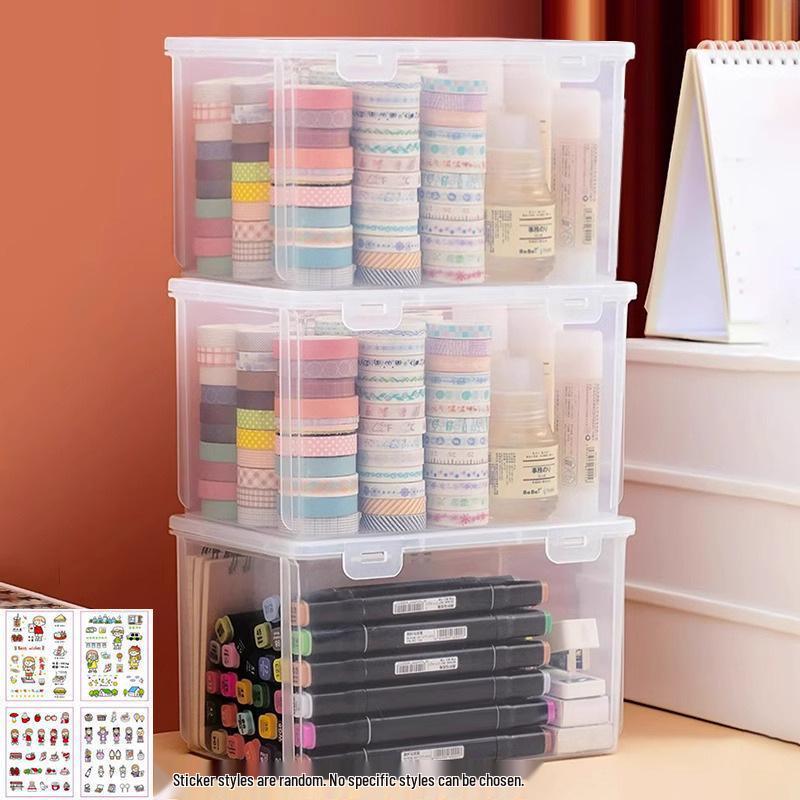 Transparent Large-Capacity Stationery Storage Box: Student Planner, Tape, Pencil, Pen, and Marker Organizer