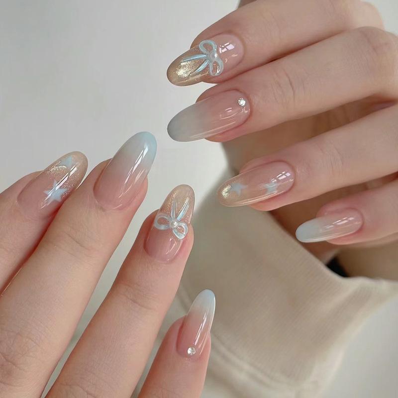 Noste nehty Advanced Kočičí oko Kamínky Francouzská Ručně dělaná Manikúra Nehtová fólie Spice Girl Čistá Touha Umělé nehty