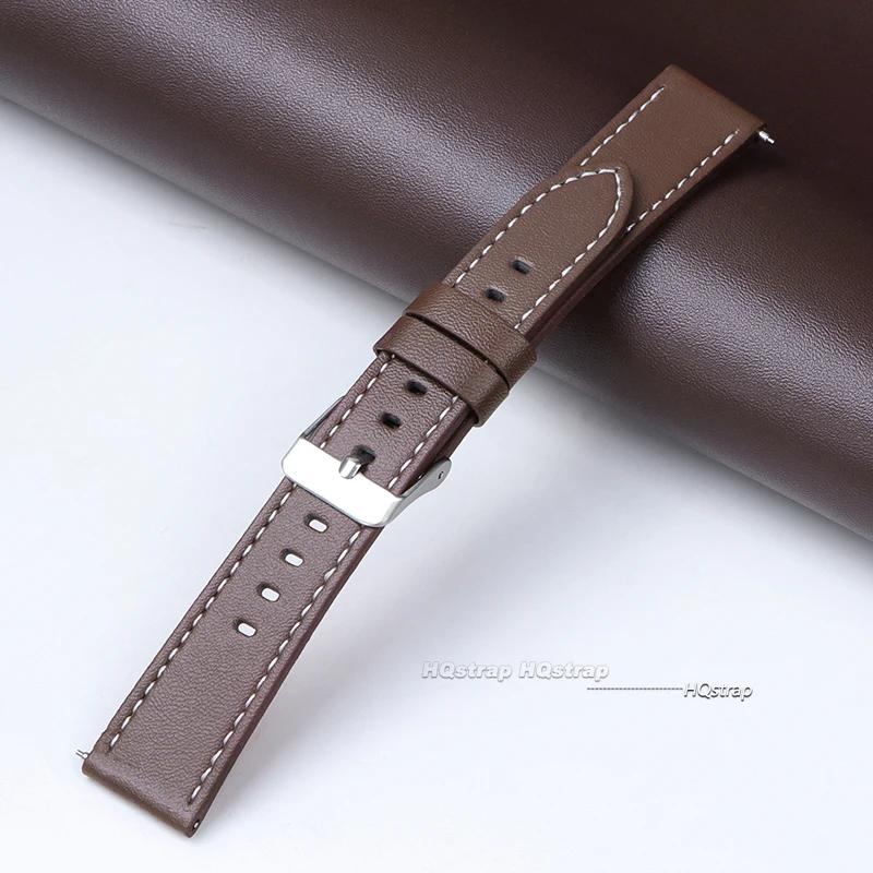 

20mm 22mm Fashion Watch Band Strap Sport Vintage Leather Watchband Stainless Steel Buckle Bracelet for Samsung Galaxy Watch 20mm темно-коричневого