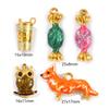 2 PCs Waterproof 304 Stainless Steel Charms 18K Gold Plated Enamel 3D Fox Owl Candy Pendants For DIY Necklace Jewelry Making