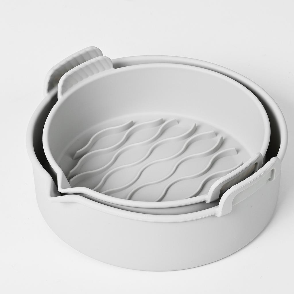 Fritös Silikonkruka med Handtag Vikbar Lätt att Rengöra Återanvändbar Fritös Bakform för Kaka Grillugnar