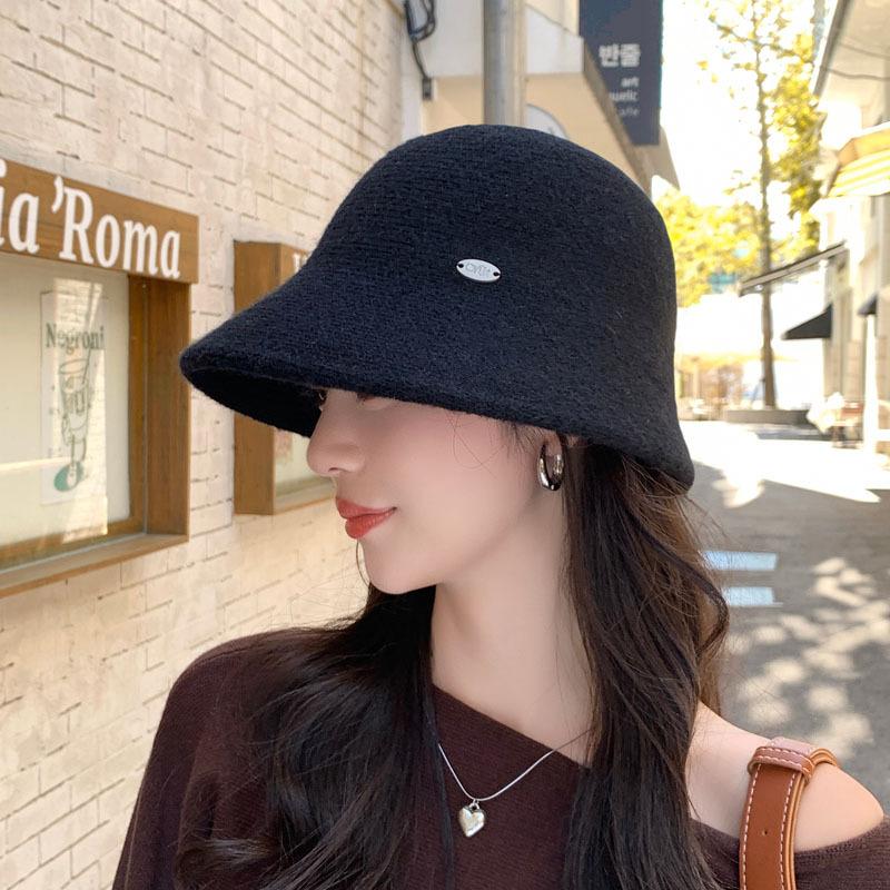 Japanese Wool Knitted Bucket Hat, Versatile In Autumn And Winter, Fashionable And Warm, Retro, Showing Small Face And Elegant Basin Hat Woman