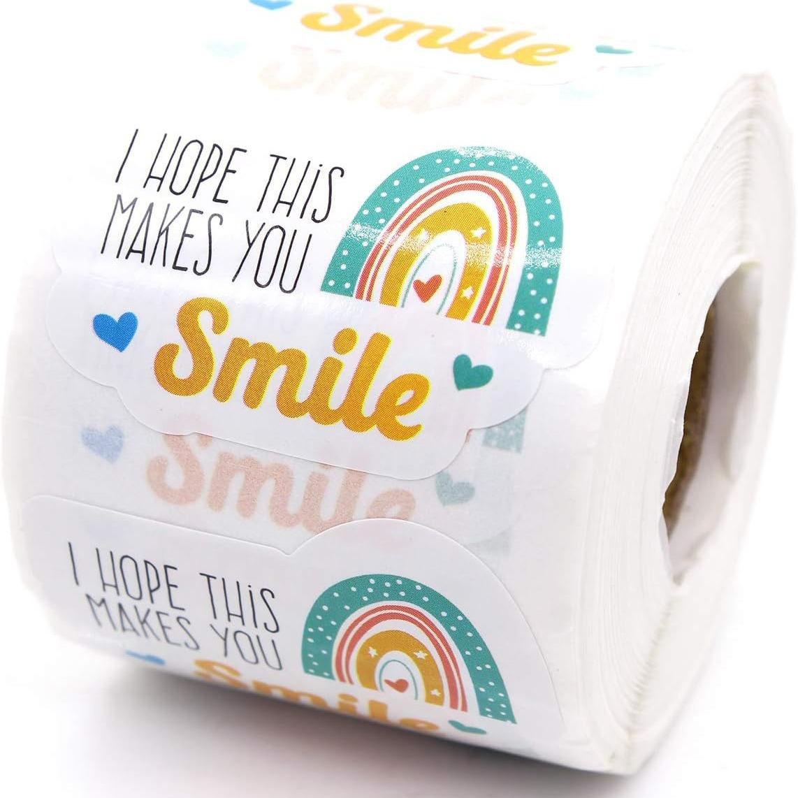

500 Stickers/roll, I Hope This Will Make You Smile, Decorative Stickers, Rainbow Stickers, Thank You Stickers, Party Decorations, Commercial Stickers 500 stickers/roll