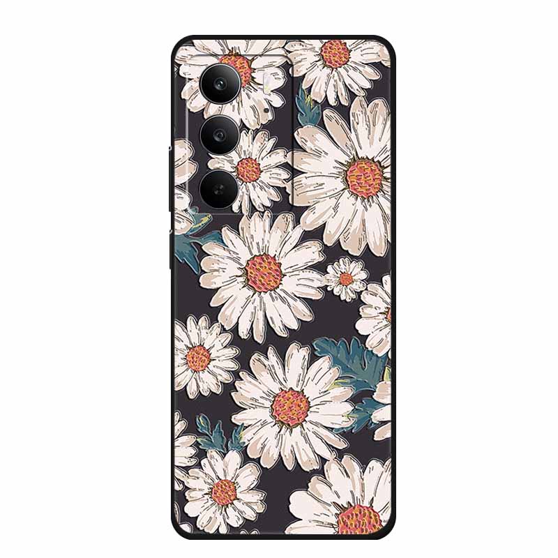 3D Emboss Case For Realme C75 4G 5G C75x V70 V70s 14x Realme C71 4G Case C 75 71 Coque Flower Black Silicone Soft Back Cover Bag
