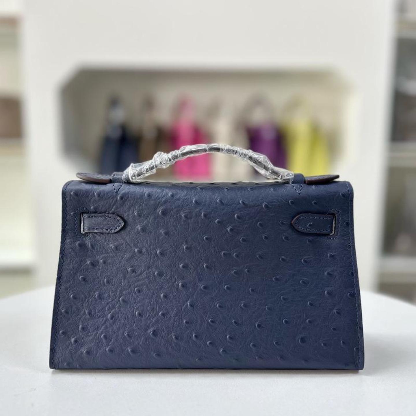 New Palm-pattern Mini Bag A Generation Of Ostrich Pattern Leather Single-shoulder Cross-seat Dinner Clutch 22x13x7cm королевский синий