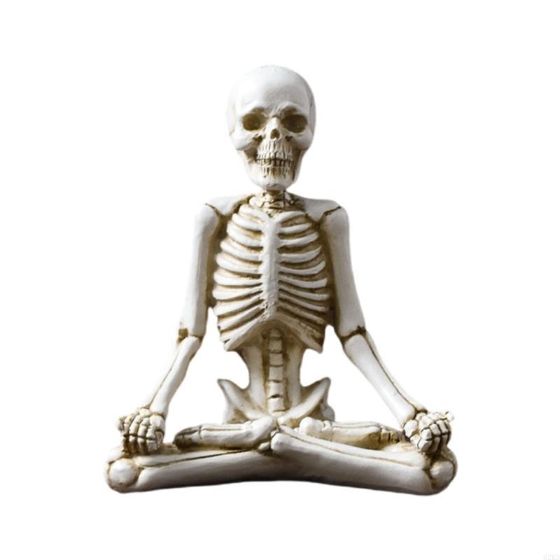 62KD Yogas Skull Figure Decoration Halloweens Decoration Commemorative Gift Holiday Atmospheres Resins Ornaments Crafts Home