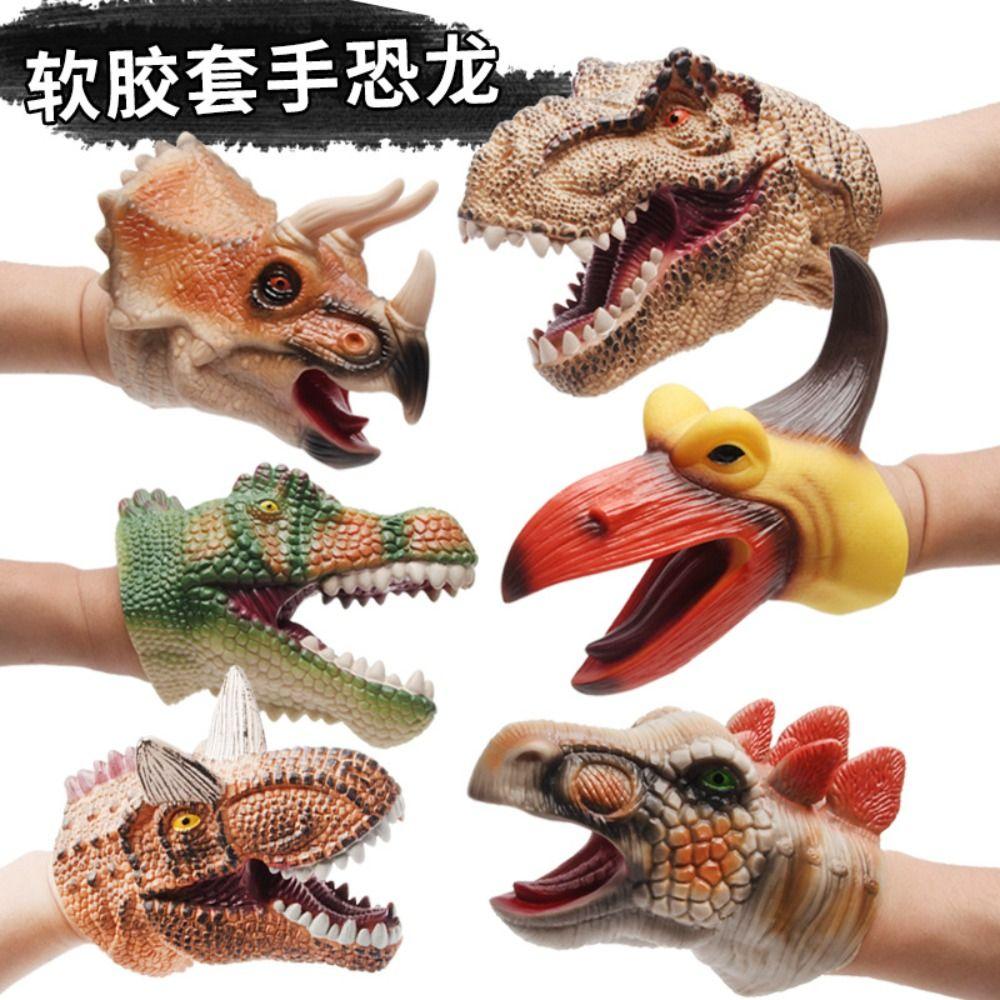 Arm Size Head Puppets Crocodile Head Gloves Soft Rubber Hand Puppet Realistic Dinosaur Head Model