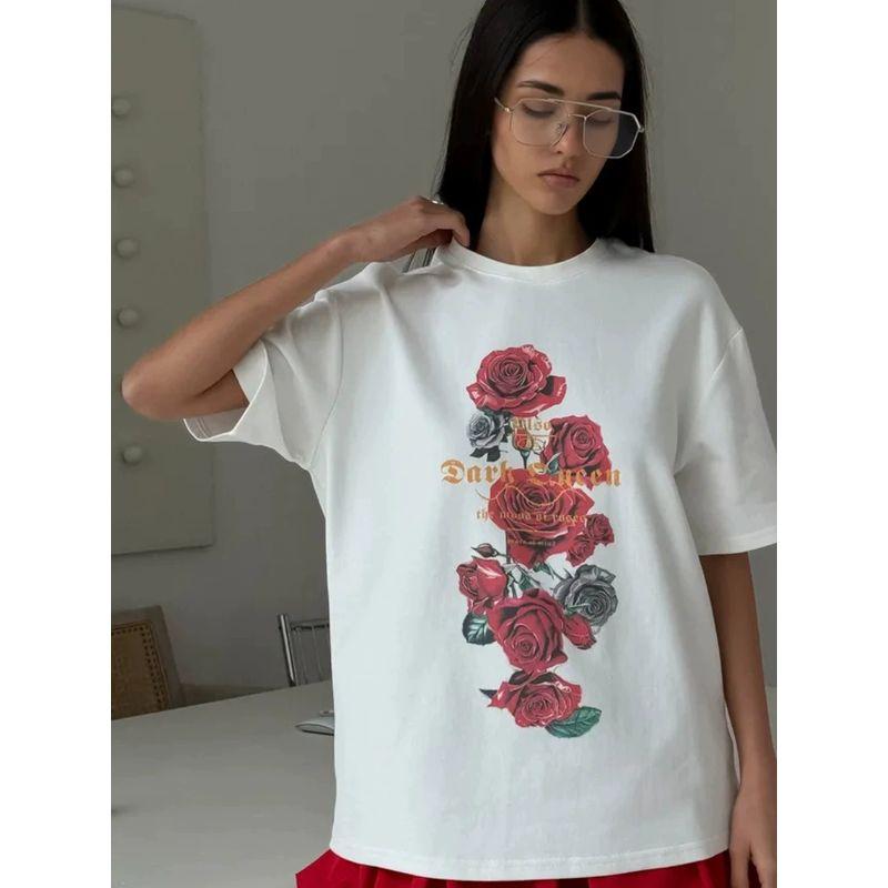 New Fashion T-shirt Fashion New Fashion Casual Loose round Neck Print Letter Cotton T-shirt Top