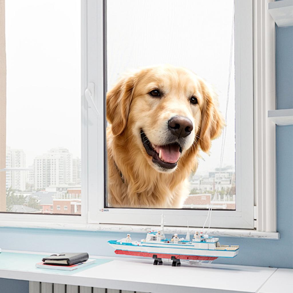 Golden Retriever Static Cling Glass Sticker No Glue for Kitchen Bedroom Window Decor