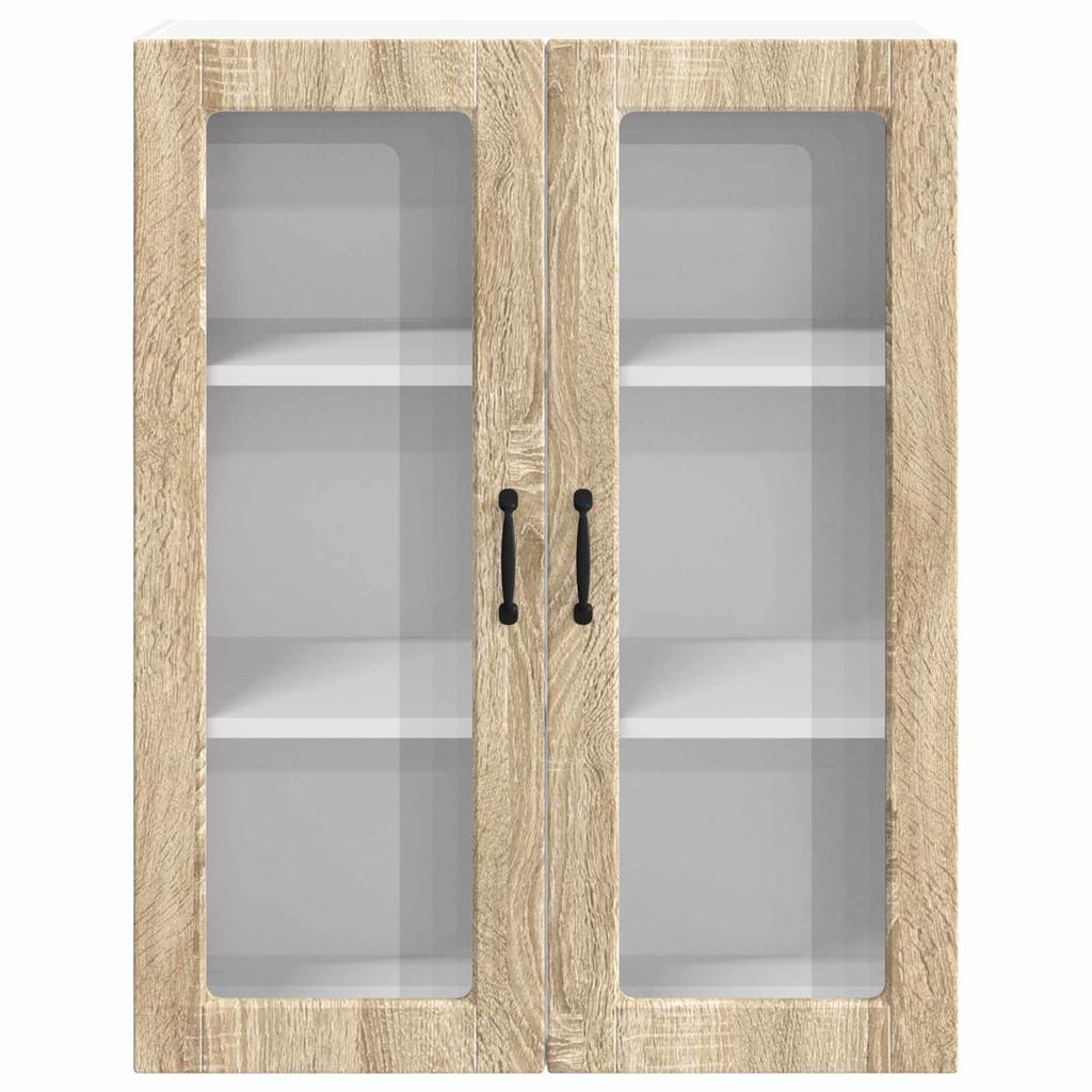 Wall Mounted Glass Cabinet LUCCA Sonoma Oak 80 x 31 x 100 cm