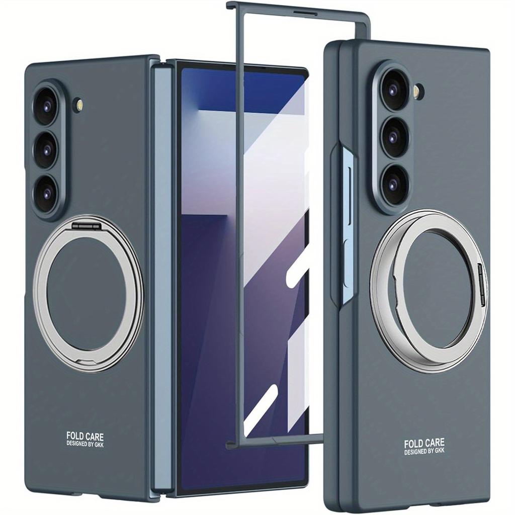 Suitable for Samsung Galaxy Z Fold 7 6 8Ultra Case with Rotating Ring Holder, Magnetic Case Built in Screen Protector Slim Hard PC Cover