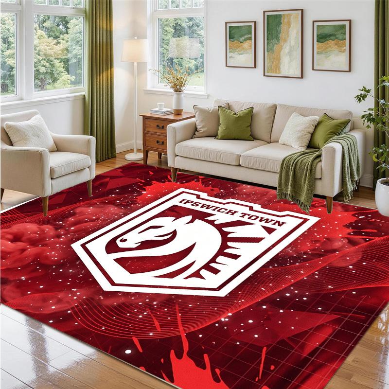 Ipswich Town Football Design Crystal Velvet Rug Soft Decorative Mat for Bedroom Entrance