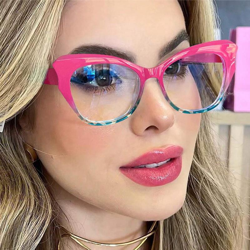Cat Eye Reading Glasses for Women Fashionable Trendy Prescription Eyewear Anti Blue Light hyperopia Correction Eyeglass +1+1.5+2