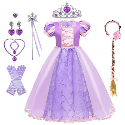 Rapunzel Style Rapunzel Style Disney Style Princess One Cosplay Kids Accessories Included [Agture] Dress, Cosplay, Children, Dress, Dress, Piece,