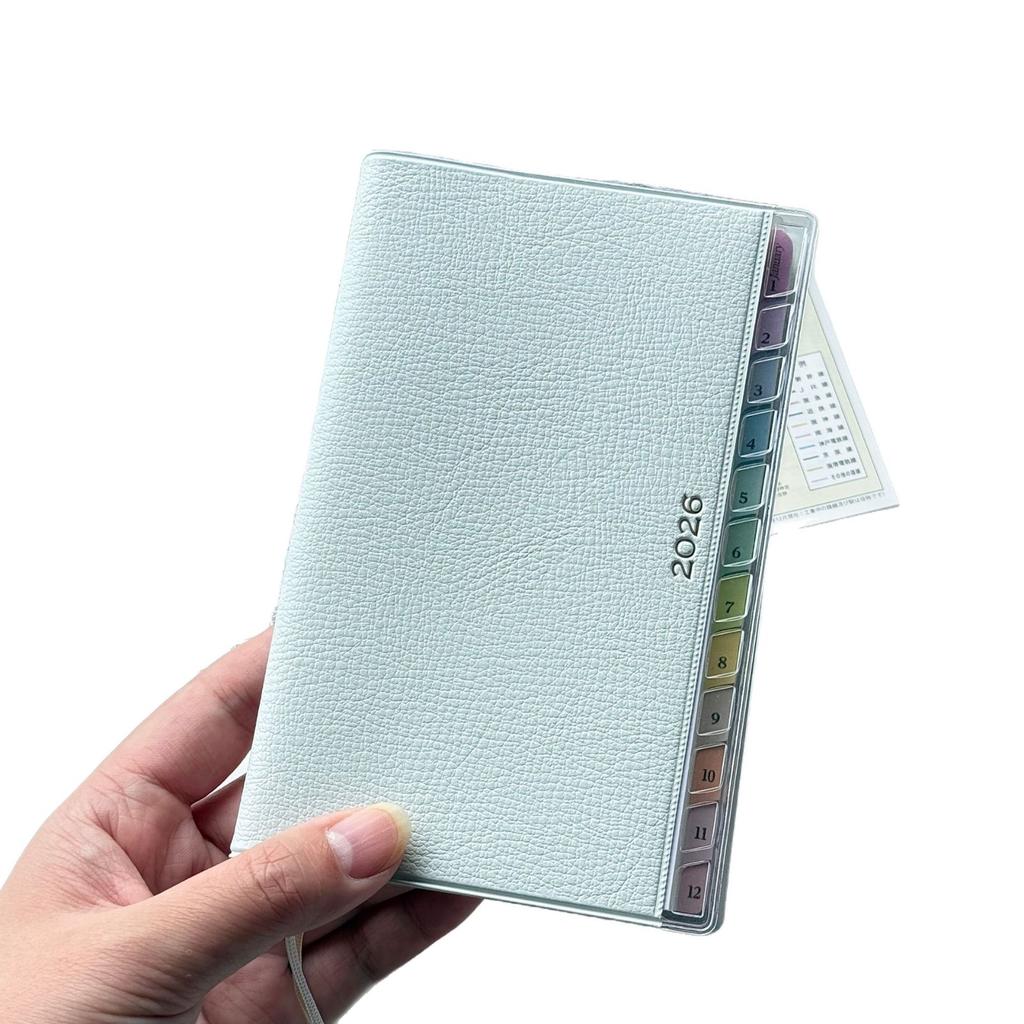 Portable Planner Memo Leather Schedule Notebook Colorful Index Diary Notebook Monthly Weekly Plan Notes for Students
