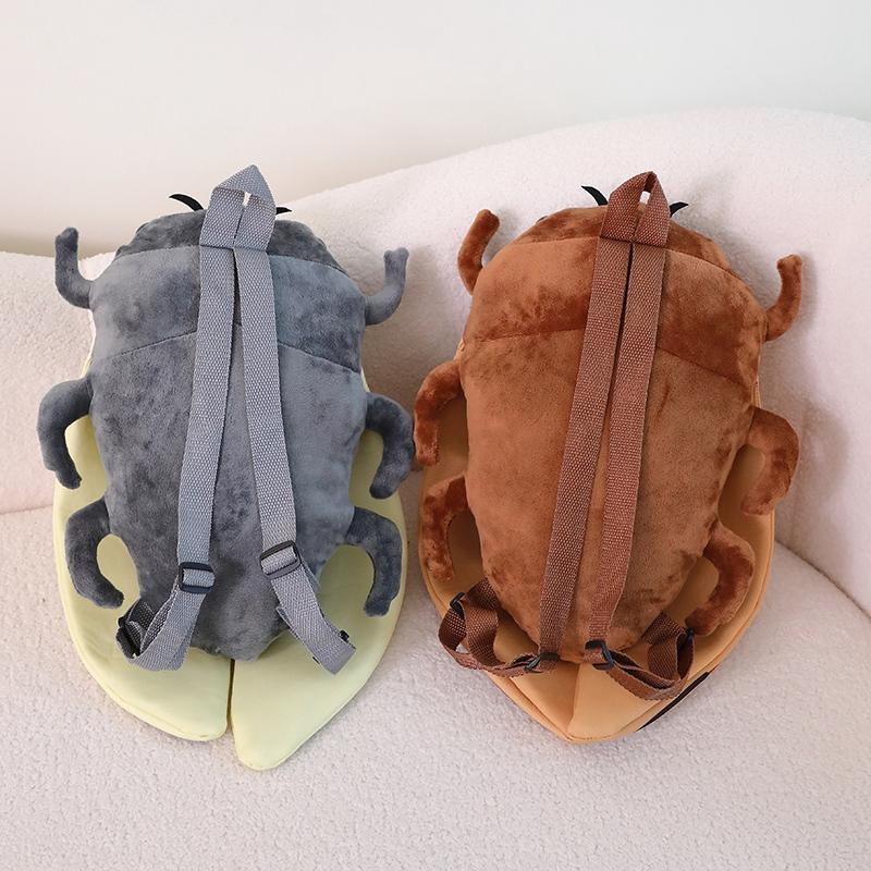 45cm Funny Creative Cartoon Insect Cicada Beetle Plush Doll Backpack Brown Green Insect Soft Plush Toy Gift For Boys And Girls