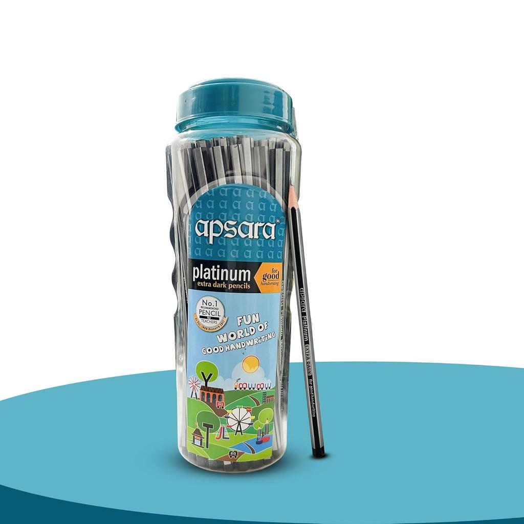 Apsara Platinum Jar Extra Dark Pencils for Writing Practice, School Drawing & Handwriting Improvement Combo of 50