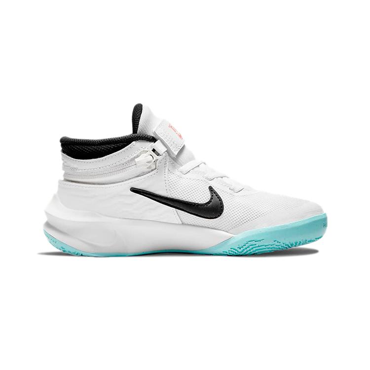 Nike Team Hustle D 10 Flyease Low Top Basketball Shoes White Blue Children Aged 3 7 Years Old DD7302-102