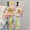 KEYSION Cartoon Cute Plush Embroidery Case for HONOR 70 5G with Lanyard Silicone Shockproof Phone Cover for Huawei Honor 70