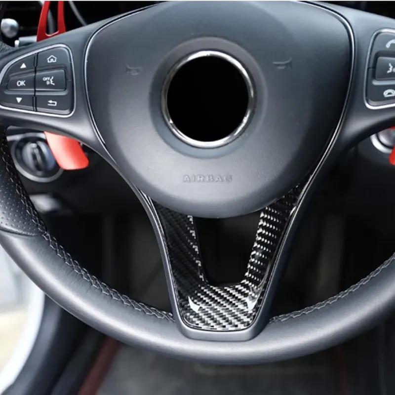 Carbon Fiber Car Interior Central Steering Wheel Window Lifting Button Frame Trim Sticker For Mercedes Benz V Class W447 2015-20