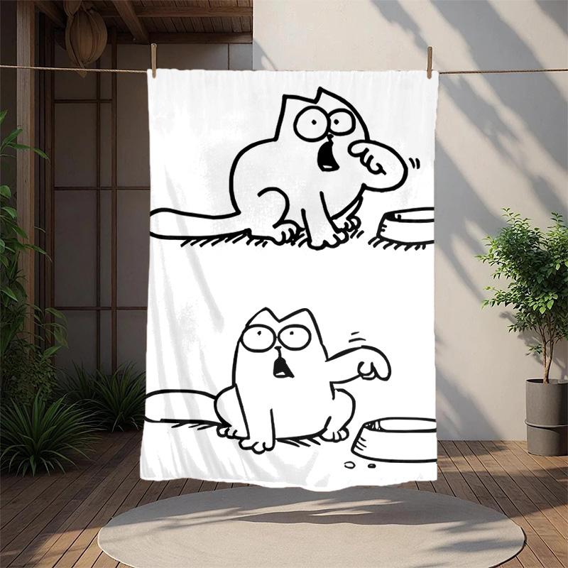 Simon's Cat Flanelldecke Weich Warm Ganzjahresdecke, Design für Camping, Autoreisen, Wandern Sofa, Bett, Büro Perfektes Geschenk für Partys