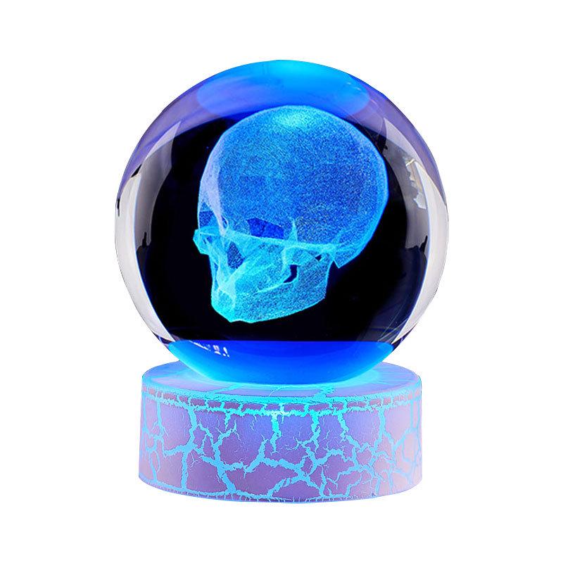 Skull Bluetooth Stand with Luminous Crystal Ball Night Light Decoration