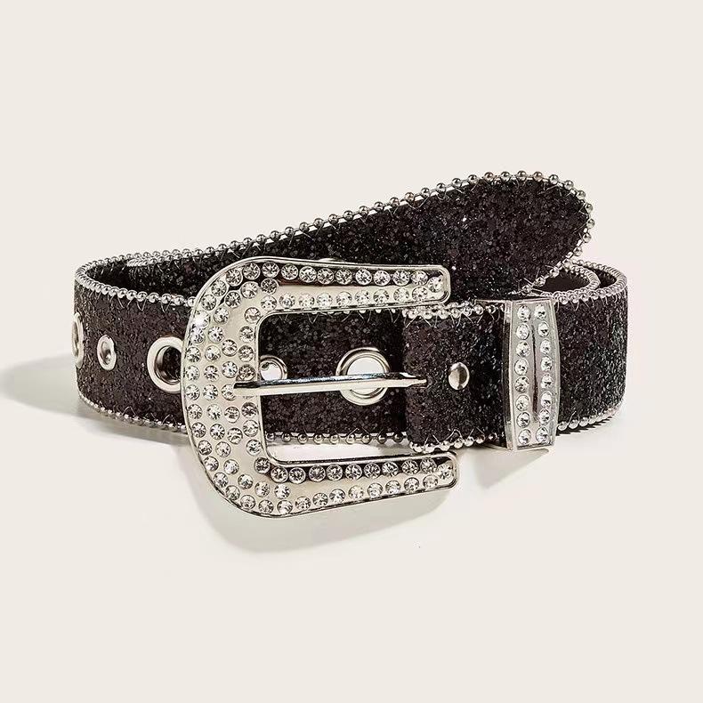 Feng Shui Diamond Belt Wide Belt Decorative Personality Sequins Jeans Belt