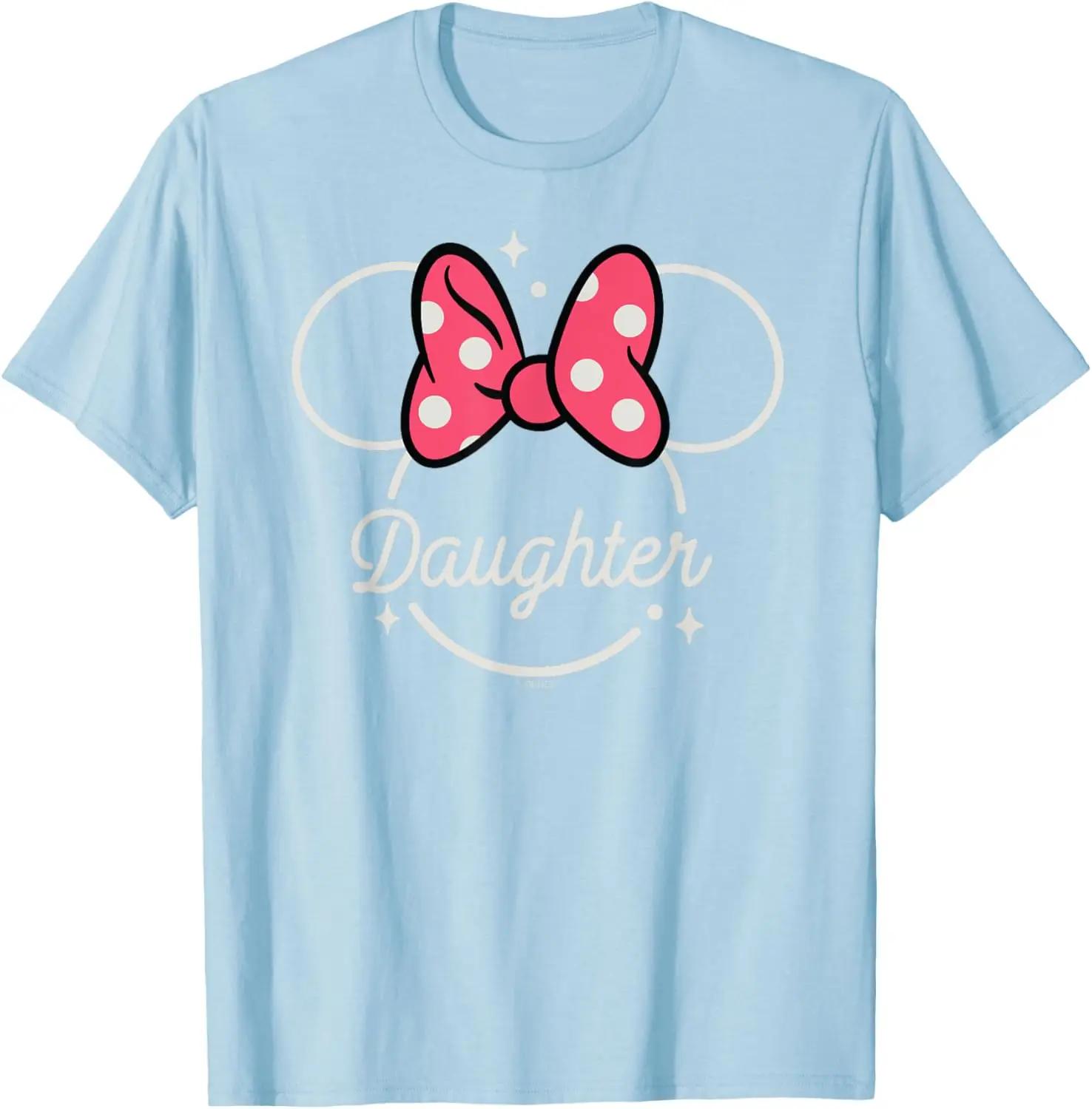 New Disney Minnie Mouse Daughter Head Icon Magic Family Trip Fashion Casual T-Shirt S-4XL Four Seasons L