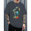 Summer Round Neck 3D Earphone Pattern Print Top Fashionable Casual Short Sleeved Men's T-shirts