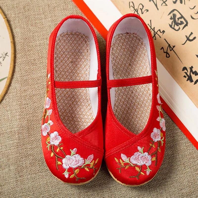 Children's Hanfu Shoes Ancient Style Girls Embroidered Shoes Chinese Style Boys Ancient Costume Performance Shoes Old Beijing Cloth Shoes Soft Sole