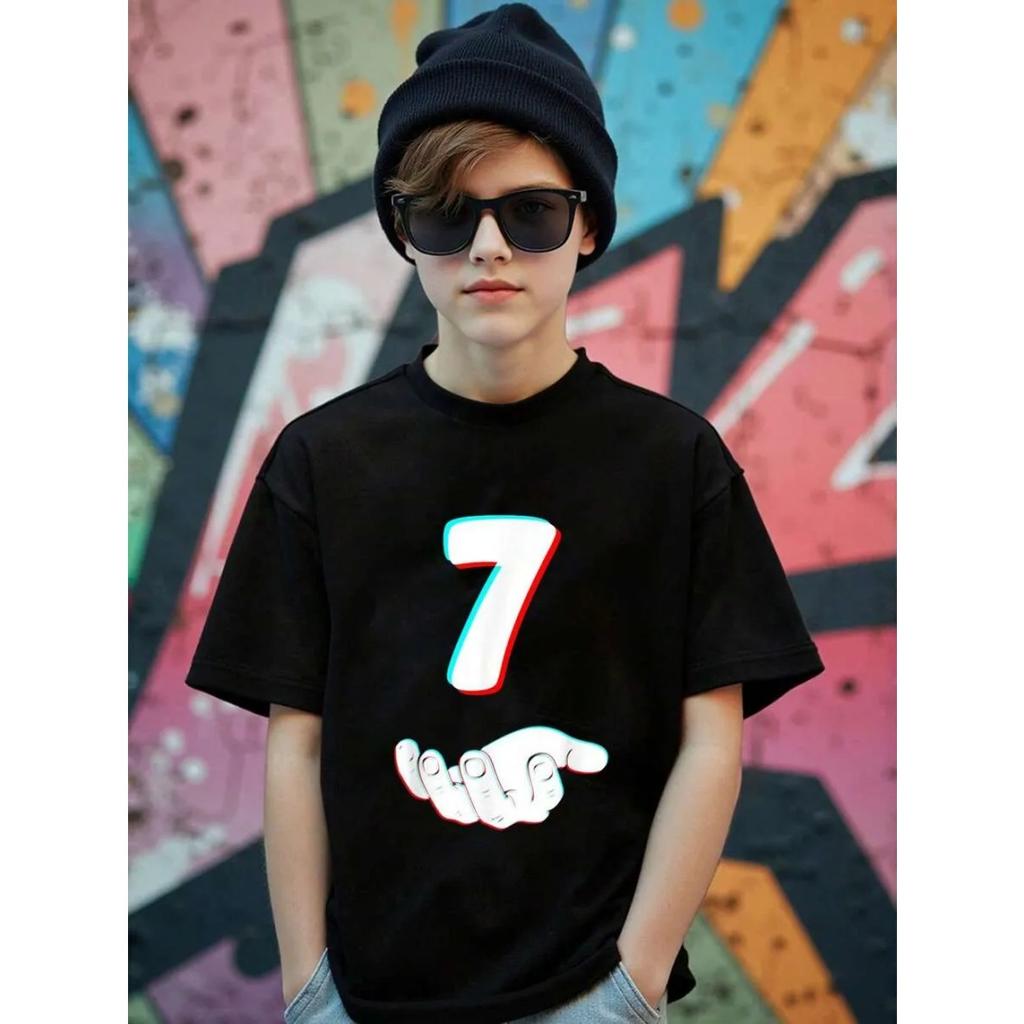 New Children Funny Six Seven Meme Print T-Shirt for Men Novelty Kids Tees Crew Neck Short Sleeve T-Shirt Loose Casual Clothing