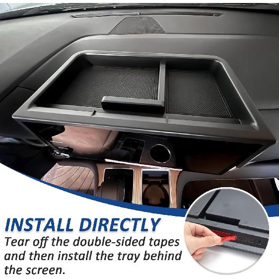 TOPTALL 2025 New Dash Tray Phone Holder Compatible With 2025 Toyota Sienna 12.3" Screen, Dashboard Hidden Storage Organizer Behind Screen Tissue