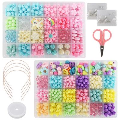 ZAIDEA Beading Accessory Kit and Tool Set for Girls and Kids, Large Capacity, Colorful Handmade Bracelets with Unicorn Headband