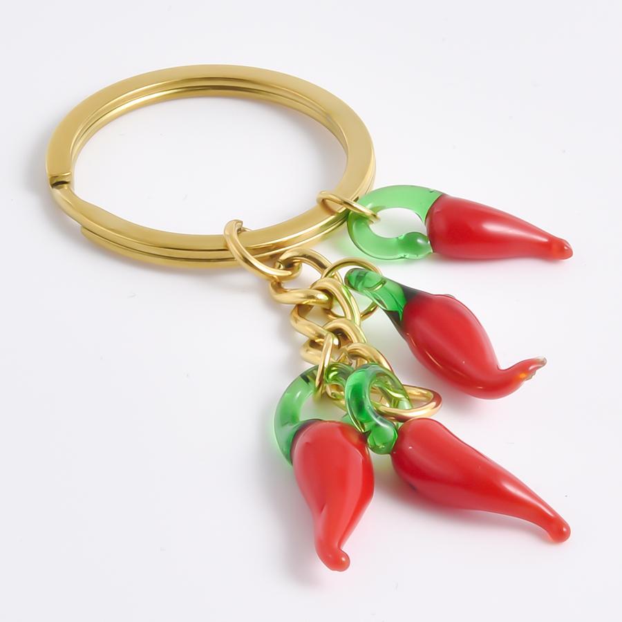 Vodotěsný Nevyblednoucí Nerezová Ocel Klíčenka na Pepř/Chilli Přívěsek na Jídlo Zavěšení Klíčenek Pro Ženy Muže Kabelku Batoh Šperky Dárek