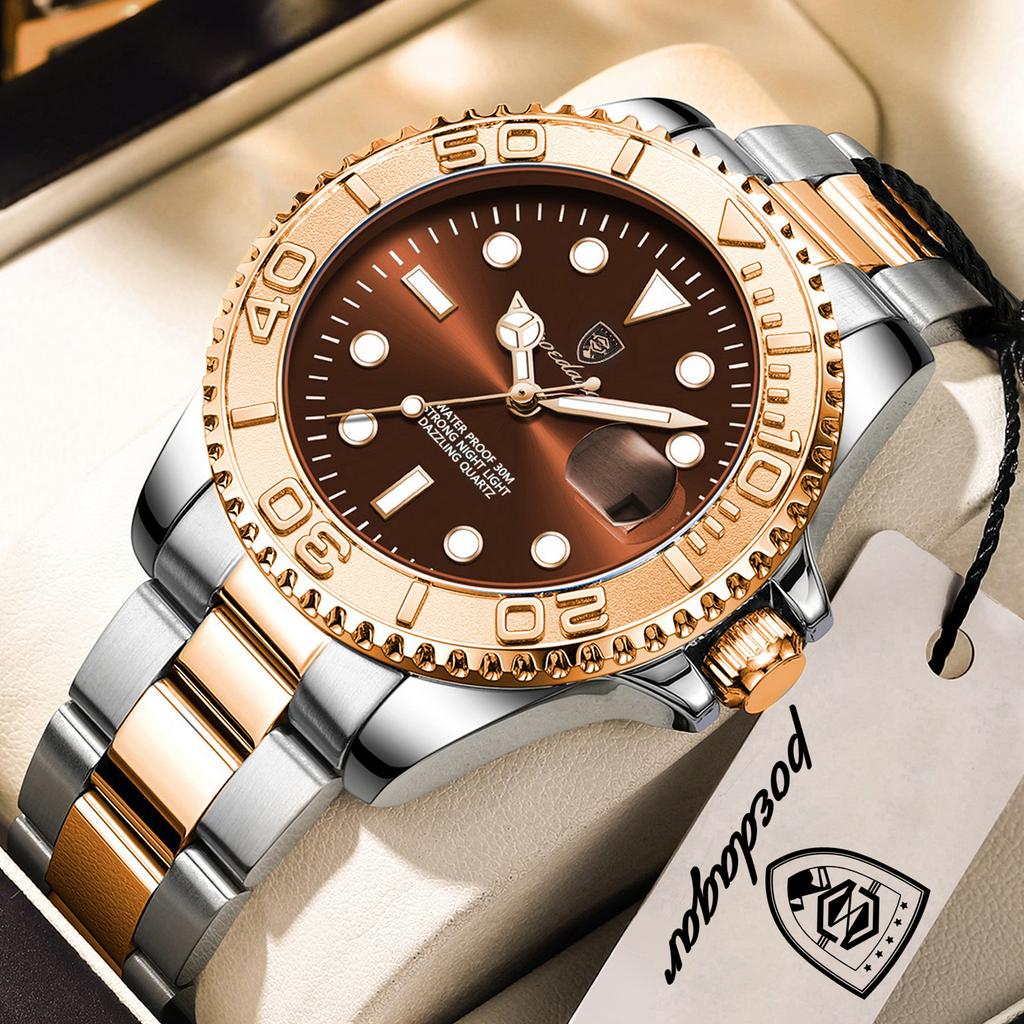 POEDAGAR Top Luxury Male Watch Waterproof Luminous Date Watch Stainless Steel Clock Sport Fashion Quartz Watches