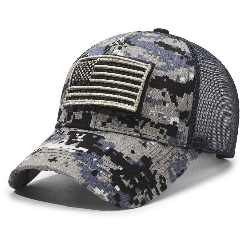 Embroidery American Flag Sticker Baseball Cap Unisex Outdoor Camouflage Sunscreen Hat Men Women Adjustable Breathable Cap
