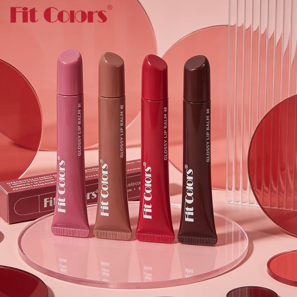 Fit Colors 4pcs Squeeze Tube Lip Oil Set, Moisturizing Glossy Lip Balm with Mirror Shine, Long Lasting Hydrating Liquid Lipstick & Lip Gloss Makeup