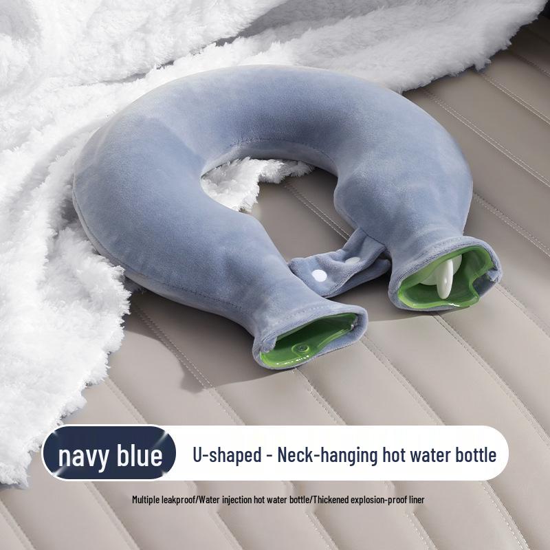 U-shaped Hot Water Bottle with Neck-Hanging Design for Cervical Relief