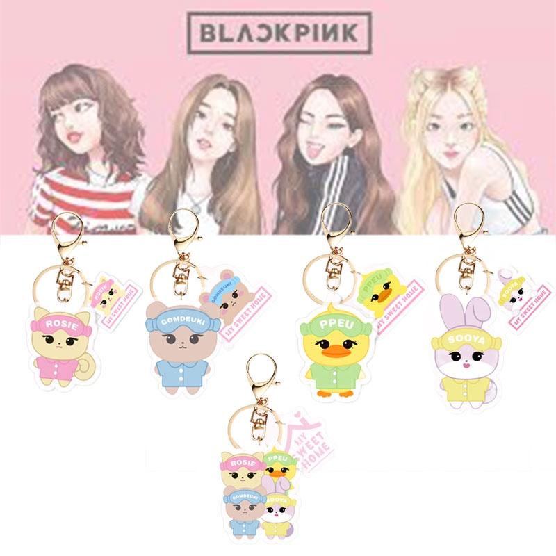 Blackpink Cartoon Character Acrylic Keychain Keyring Backpack Decoration 5cm Height
