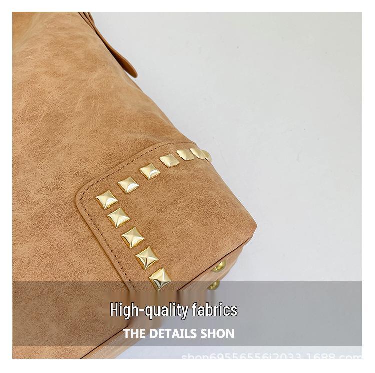 2026 Women's Niche Rivet Shoulder Tote - Large Capacity European & American Style Underarm Bag