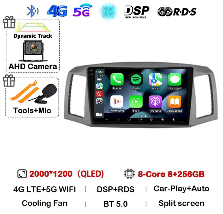 Android 14 Carplay Auto WIFI+4G For JEEP Grand Cherokee 2004 2005 2006 2007 Car Radio Multimedia Video Player GPS Stereo Audio