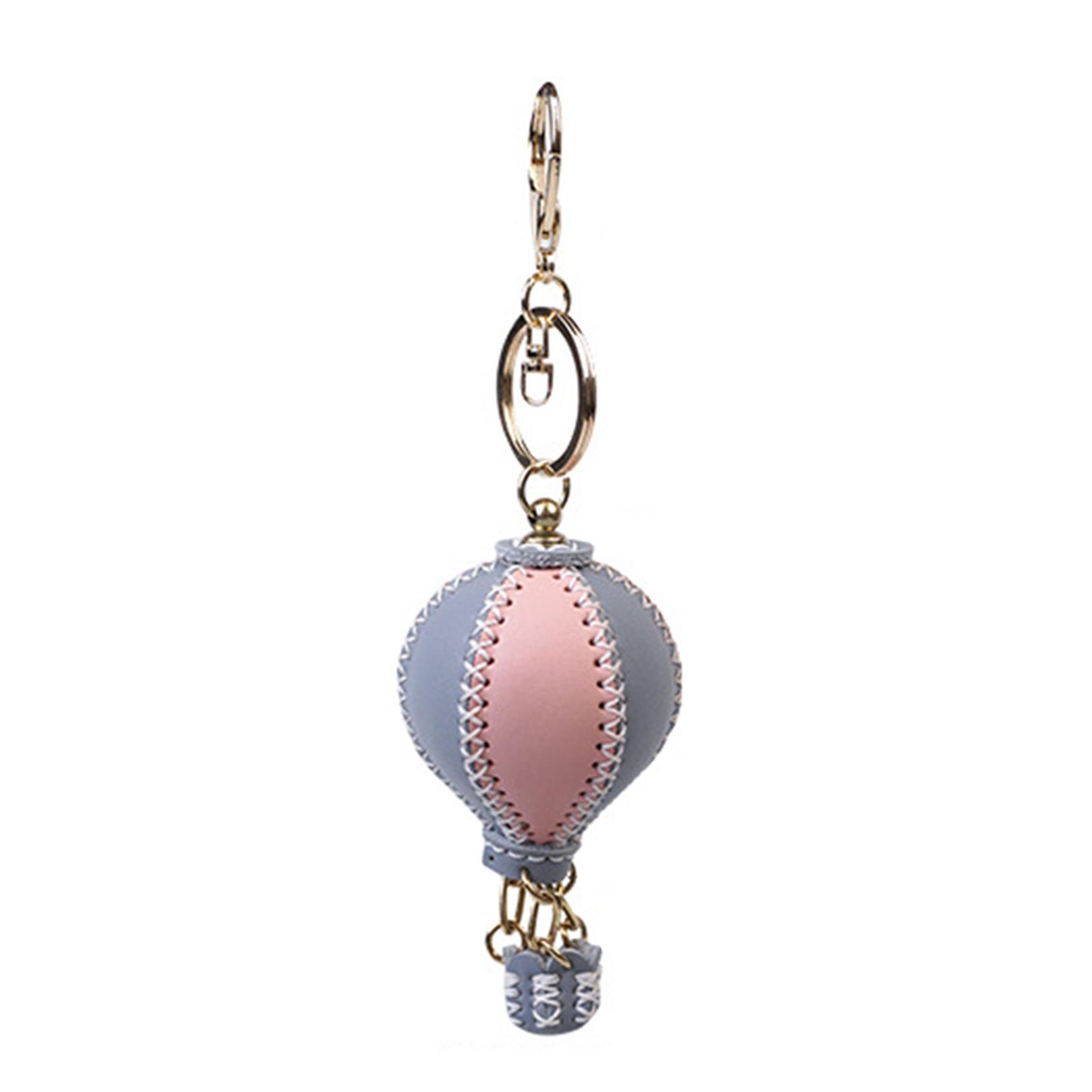 

Automotive Hanging Ornament Double Purpose Keychain Phone Charm Hot Air Balloon Design Strong PU Car Interior Decoration