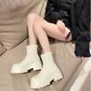 Fashion Retro Leather Platform Boots for Women Fashion Soft Sole Increase Women's Ankle Boots Spring Autumn Designer Casual Shoes Female
