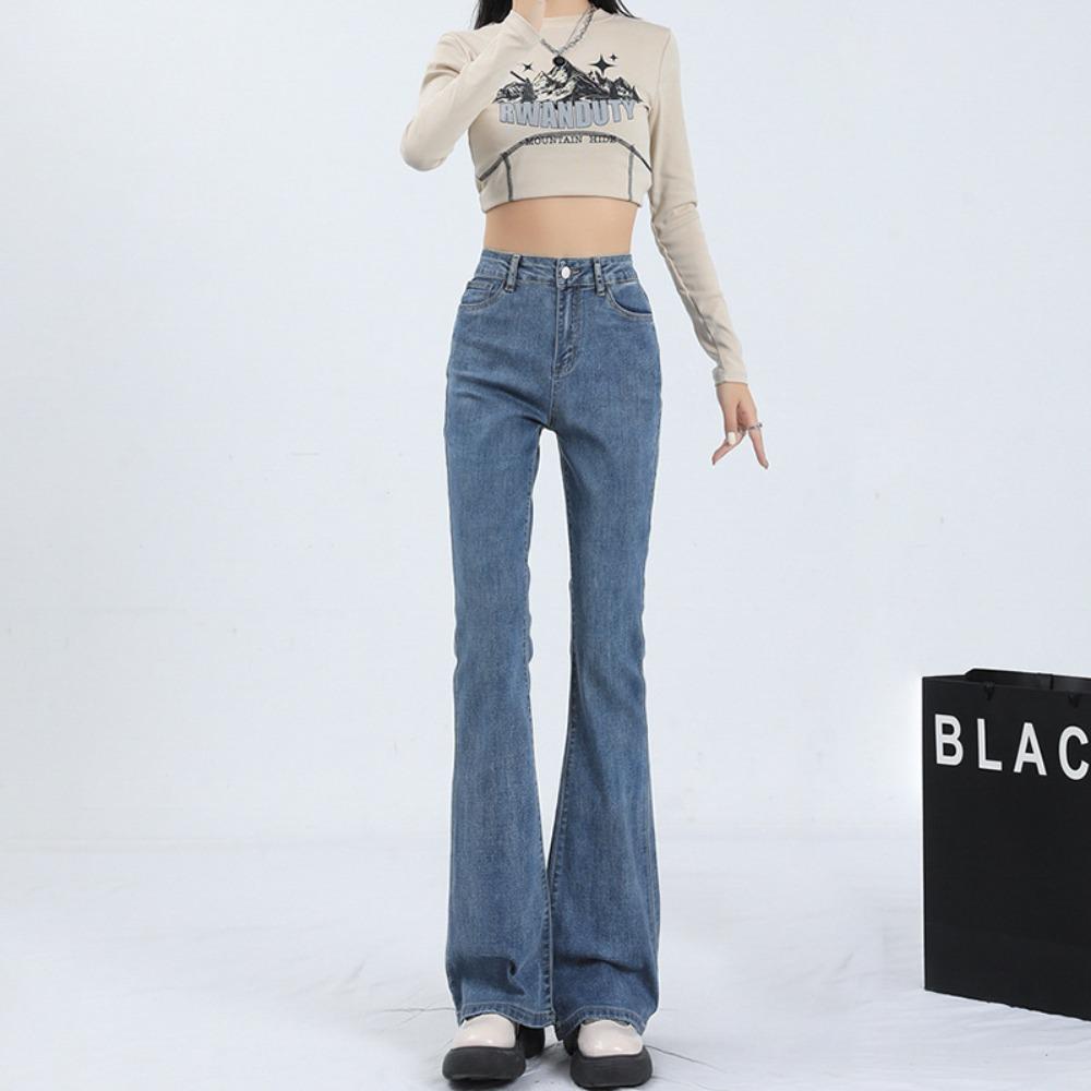 American Retro Micro-pull Jeans Autumn and Winter 2025 New Women's High-waisted Thin Small Flared Horseshoe Pants