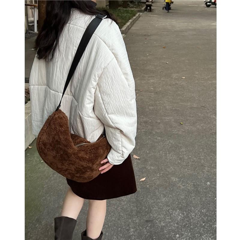 Johnature Korean-style Simple Loose Casual Round-neck Short Cotton Jacket Women Winter Casual Warm Jackets